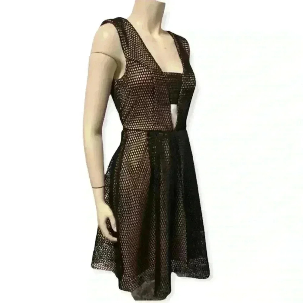 Charlotte Russe Black Mesh Dress | Fit & Flare Cut Out | Whimsigoth Prom Party - Picture 3 of 14